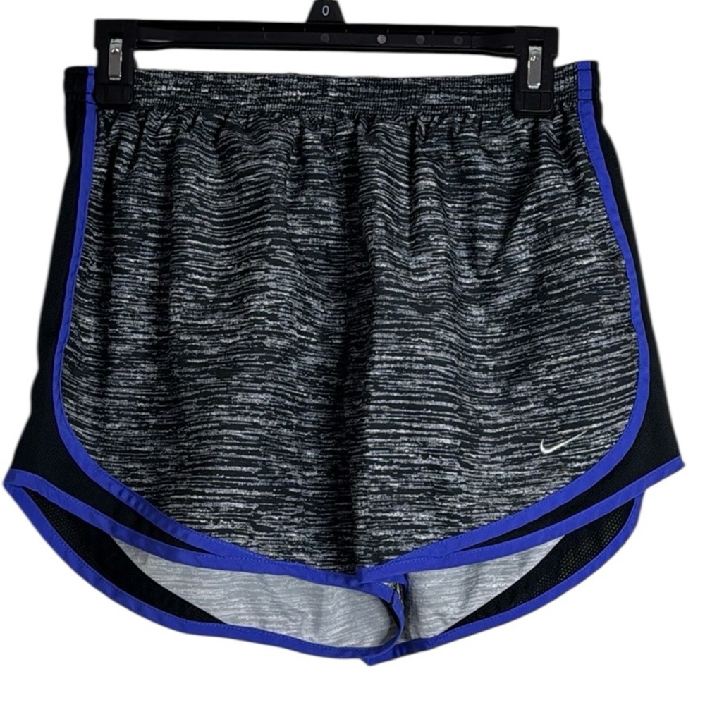 Nike Gray Heather and Blue Athletic Tempo Dri-FIT Mid-Rise Running Shorts